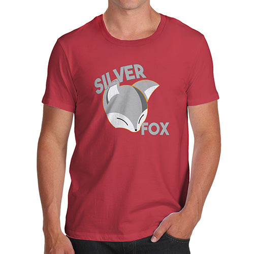 Funny T Shirts For Dad Silver Fox Men's T-Shirt X-Large Red