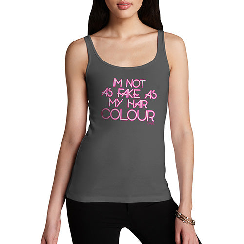 Womens Humor Novelty Graphic Funny Tank Top As Fake As My Hair Colour Women's Tank Top X-Large Dark Grey