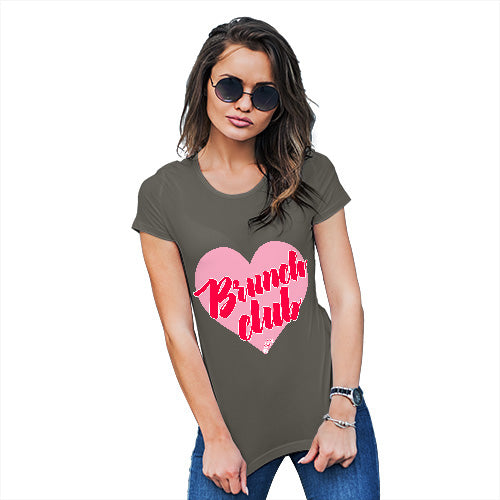 Funny T-Shirts For Women Sarcasm Brunch Club Women's T-Shirt Large Khaki