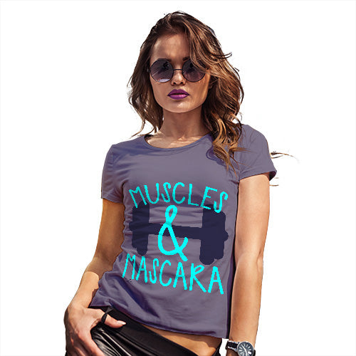 Novelty Gifts For Women Muscles And Mascara Women's T-Shirt Large Plum