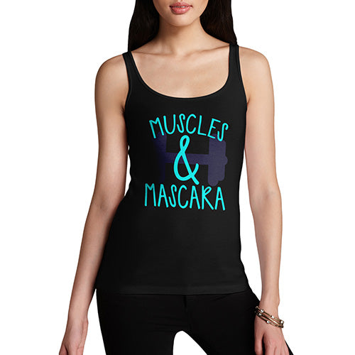 Womens Humor Novelty Graphic Funny Tank Top Muscles And Mascara Women's Tank Top Small Black