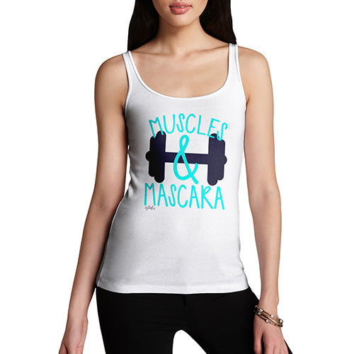 Funny Tank Top For Women Muscles And Mascara Women's Tank Top Large White