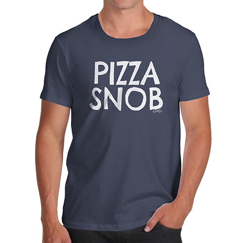 Mens Novelty T Shirt Christmas Pizza Snob Men's T-Shirt Small Navy