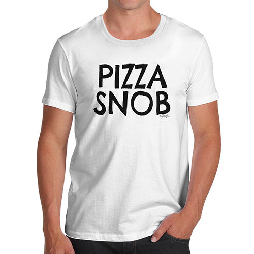 Mens Novelty T Shirt Christmas Pizza Snob Men's T-Shirt Small White