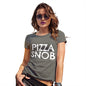 Womens Novelty T Shirt Pizza Snob Women's T-Shirt Large Khaki