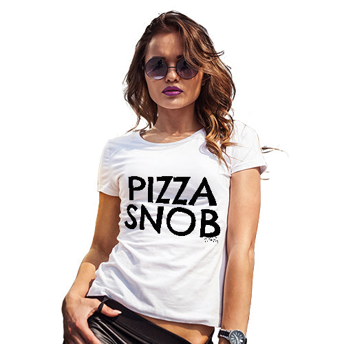 Womens Novelty T Shirt Pizza Snob Women's T-Shirt Small White