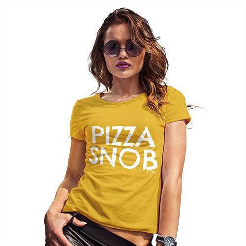 Womens T-Shirt Funny Geek Nerd Hilarious Joke Pizza Snob Women's T-Shirt X-Large Yellow