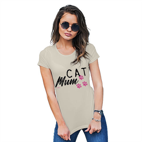 Funny T Shirts For Mom Cat Mum Paws Women's T-Shirt Large Natural