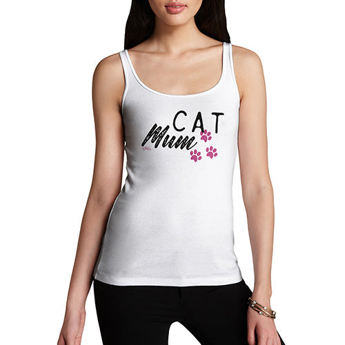 Novelty Tank Top Cat Mum Paws Women's Tank Top Small White