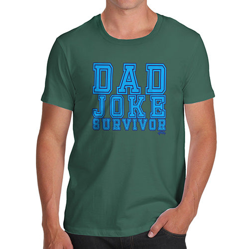 Funny Shirts For Men Dad Joke Survivor Men's T-Shirt X-Large Bottle Green