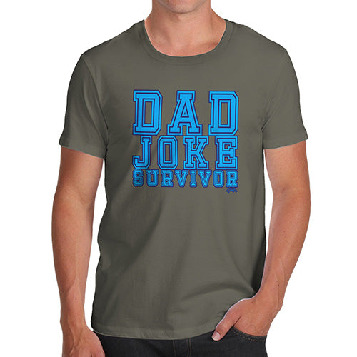 Adult Humor Novelty Graphic Sarcasm Funny T Shirt Dad Joke Survivor Men's T-Shirt X-Large Khaki