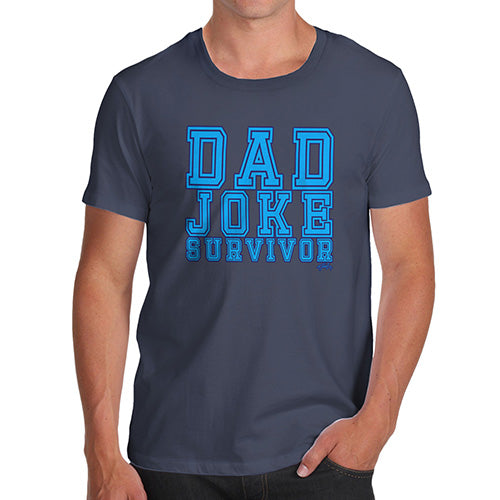 Novelty T Shirt Christmas Dad Joke Survivor Men's T-Shirt Small Navy