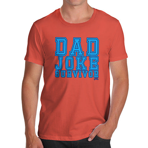 Funny T Shirts For Dad Dad Joke Survivor Men's T-Shirt Large Orange