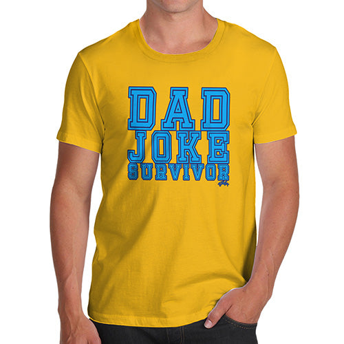 Funny Gifts For Men Dad Joke Survivor Men's T-Shirt Medium Yellow