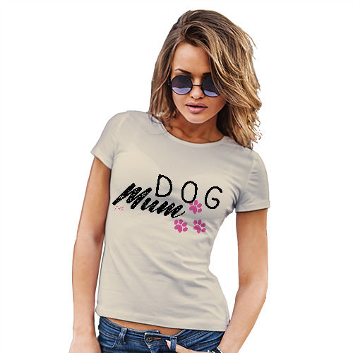 Funny T Shirts Dog Mum Paws Women's T-Shirt Small Natural