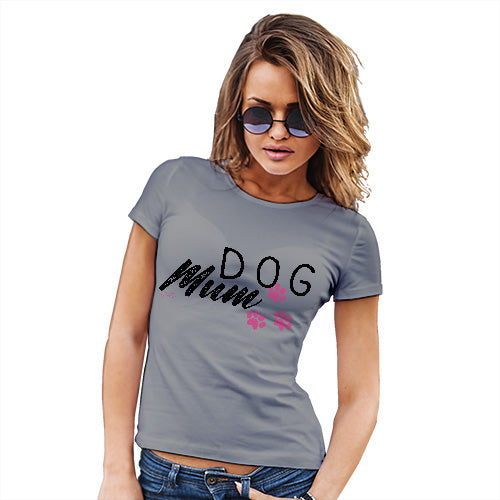Funny T Shirts Dog Mum Paws Women's T-Shirt Large Light Grey