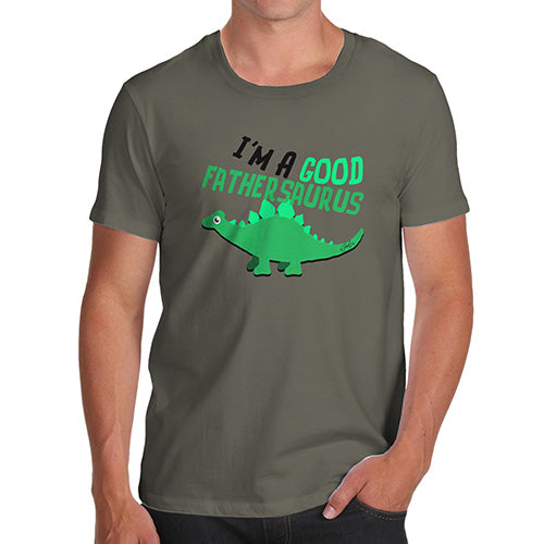 Adult Humor Novelty Graphic Sarcasm Funny T Shirt Good Fathersaurus Men's T-Shirt Small Khaki