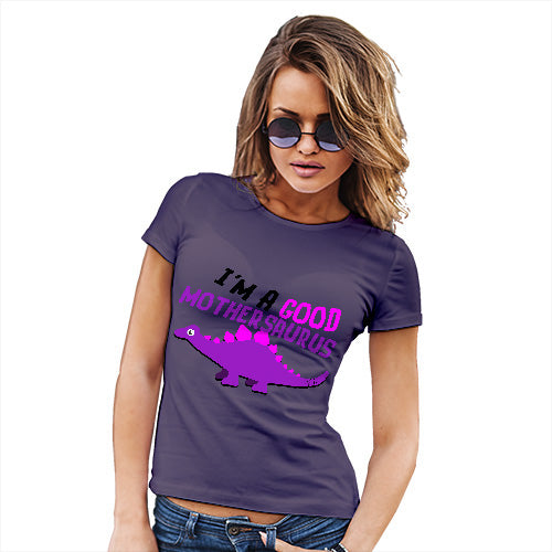 Novelty Tshirts Women Good Mothersaurus Women's T-Shirt Large Plum