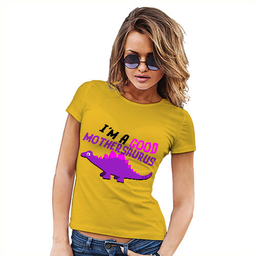 Adult Humor Novelty Graphic Sarcasm Funny T Shirt Good Mothersaurus Women's T-Shirt Large Yellow