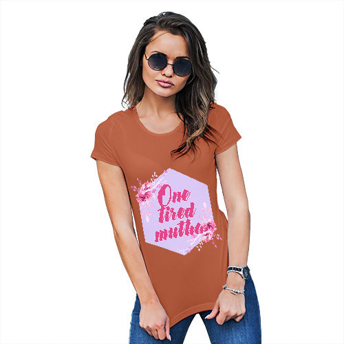 Funny T Shirts For Mum One Tired Mutha Women's T-Shirt Small Orange