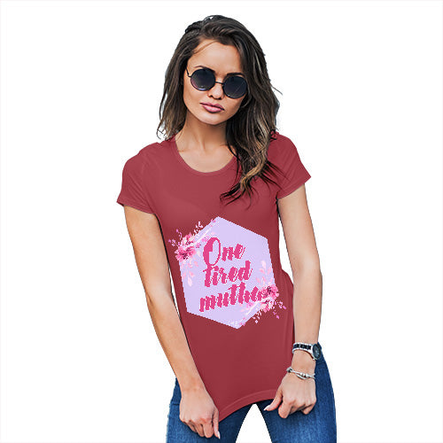 Funny Gifts For Women One Tired Mutha Women's T-Shirt Medium Red