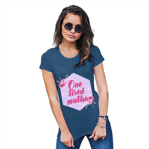 Funny Sarcasm T Shirt One Tired Mutha Women's T-Shirt Large Royal Blue