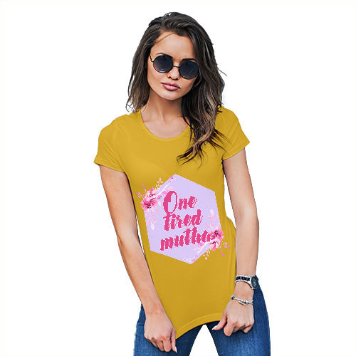 Funny T Shirts For Mum One Tired Mutha Women's T-Shirt Medium Yellow