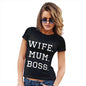 Funny Shirts For Women Wife Mum Boss Women's T-Shirt X-Large Black