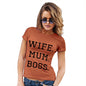 Novelty Tshirts Women Wife Mum Boss Women's T-Shirt X-Large Orange