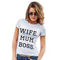 Funny T Shirts For Mom Wife Mum Boss Women's T-Shirt Small White