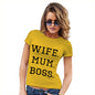 Funny T Shirts For Mum Wife Mum Boss Women's T-Shirt X-Large Yellow