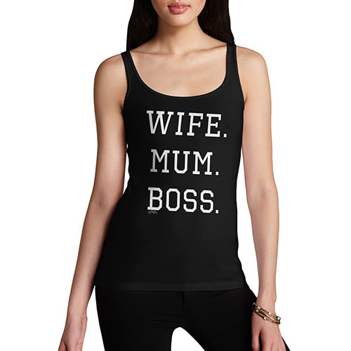 Funny Tank Top For Mum Wife Mum Boss Women's Tank Top Small Black