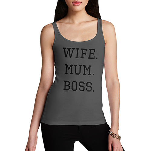Funny Tank Top For Mum Wife Mum Boss Women's Tank Top Large Dark Grey