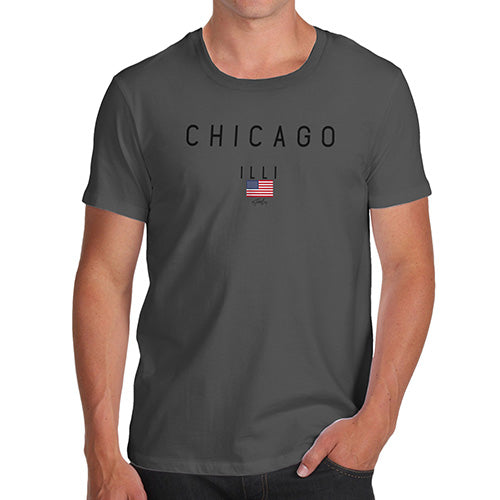 Funny Mens T Shirts Chicago Illi Men's T-Shirt Medium Dark Grey