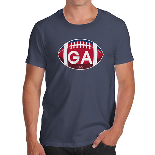 Funny Tee For Men GA Georgia State Football Men's T-Shirt Medium Navy