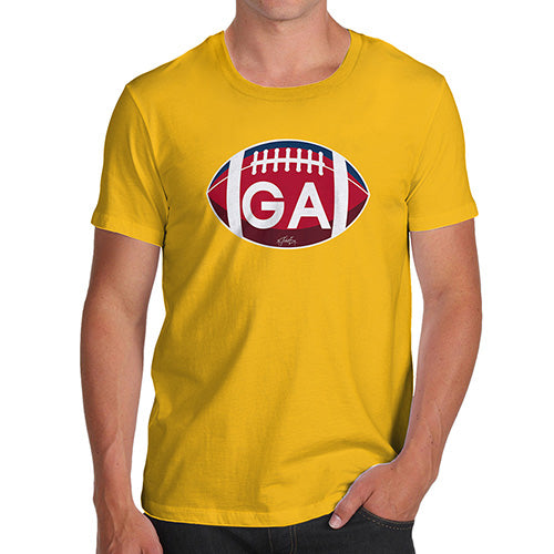 Mens Novelty T Shirt Christmas GA Georgia State Football Men's T-Shirt X-Large Yellow