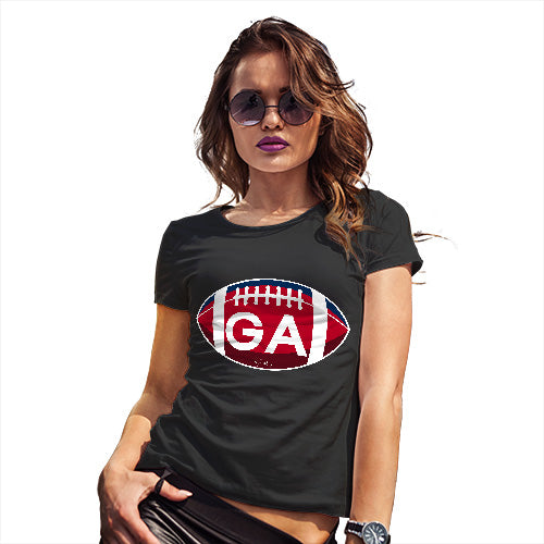 Womens Novelty T Shirt Christmas GA Georgia State Football Women's T-Shirt X-Large Black