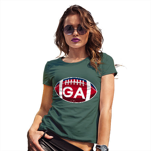 Womens Novelty T Shirt Christmas GA Georgia State Football Women's T-Shirt Medium Bottle Green