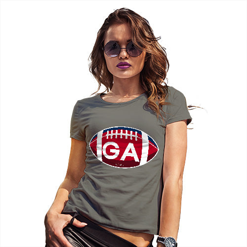 Womens Humor Novelty Graphic Funny T Shirt GA Georgia State Football Women's T-Shirt X-Large Khaki