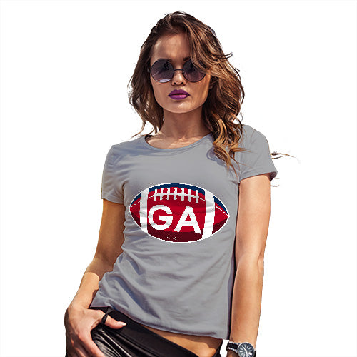 Womens Humor Novelty Graphic Funny T Shirt GA Georgia State Football Women's T-Shirt Medium Light Grey