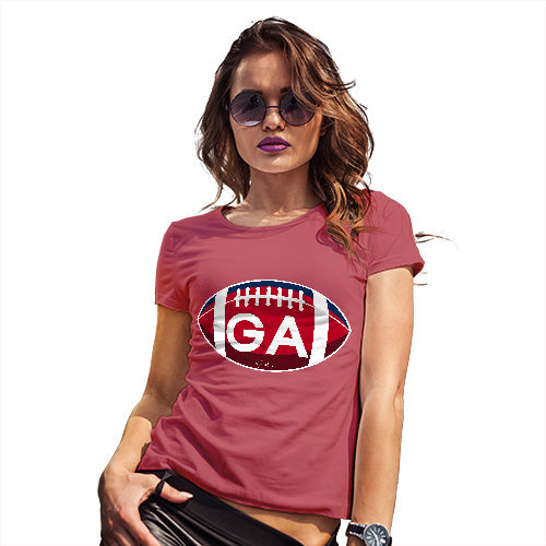 Womens Funny T Shirts GA Georgia State Football Women's T-Shirt Large Red