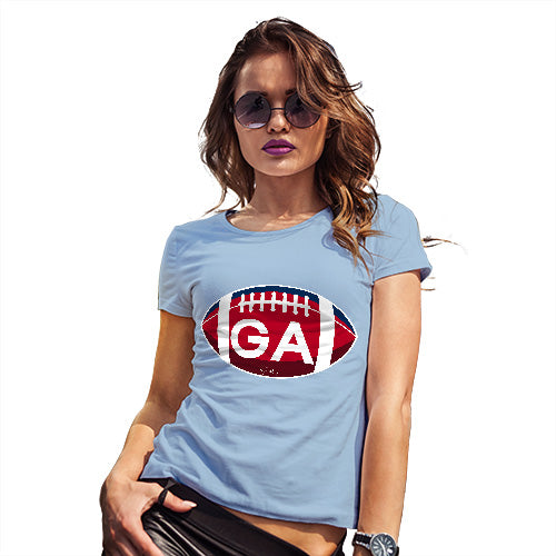 Novelty Gifts For Women GA Georgia State Football Women's T-Shirt X-Large Sky Blue