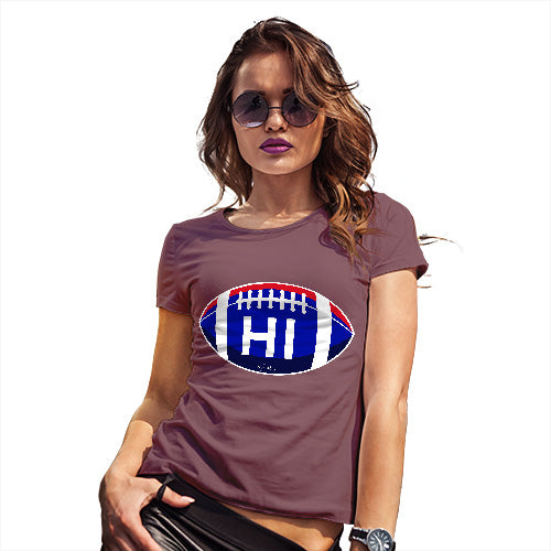 Funny Tee Shirts For Women HI Hawaii State Football Women's T-Shirt Large Burgundy