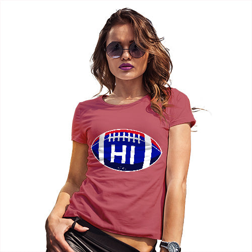 Womens T-Shirt Funny Geek Nerd Hilarious Joke HI Hawaii State Football Women's T-Shirt X-Large Red