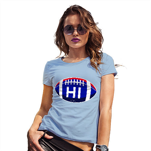 Funny Shirts For Women HI Hawaii State Football Women's T-Shirt Medium Sky Blue