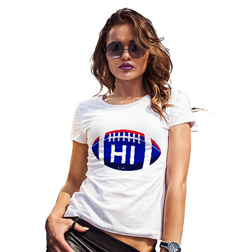 Funny Tee Shirts For Women HI Hawaii State Football Women's T-Shirt Medium White