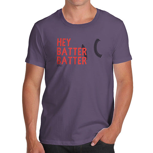 Mens Humor Novelty Graphic Sarcasm Funny T Shirt Hey Batter Batter Men's T-Shirt Small Plum