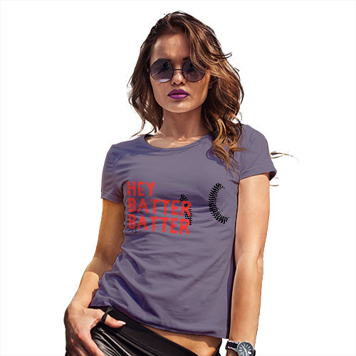 Funny T Shirts For Mom Hey Batter Batter Women's T-Shirt Small Plum