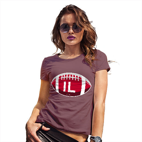 Womens Funny Tshirts IL Illinois State Football Women's T-Shirt X-Large Burgundy