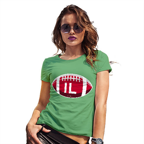 Womens Novelty T Shirt IL Illinois State Football Women's T-Shirt Small Green